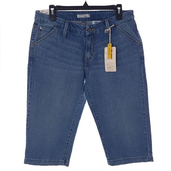 Levi's 545 Low Rise Solid Blue Women's Size 10 Denim Capri - Picture 1 of 9
